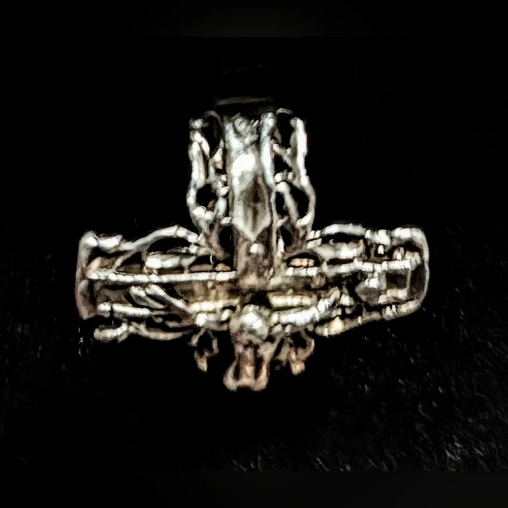 EXQUISITE 14K White Gold Vintage/Antique Crucifix Ring - Picture 8 of 9
